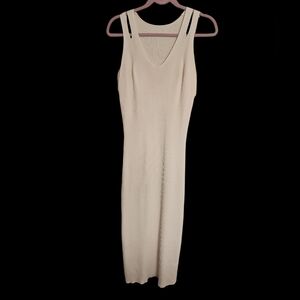 SHEIN Cream Ribbed Knit Dress